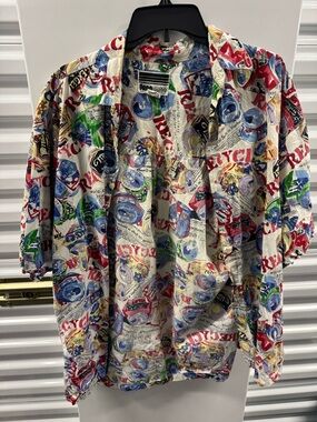 Vintage Paragraff Shirt Men's
Large Crushed Cans Colorful 80s
90s Hawaiian
